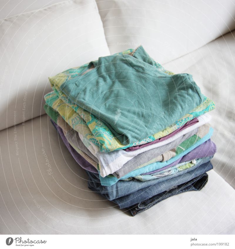 Are you still ironing - or are you already alive... Sofa Laundry Clothing Stack Fresh Clean Washing Iron Colour photo Interior shot Day Washing day