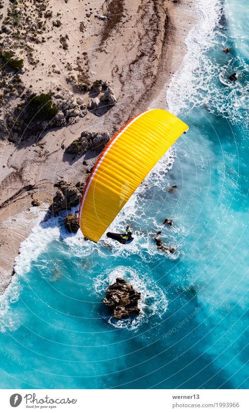 Paragliding in Lefkada Environment Nature Landscape Air Water Summer Beautiful weather Waves Coast Reef lefkada Greece Flying Swimming & Bathing Hiking Happy