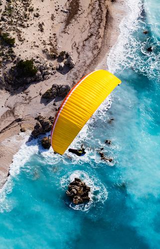 Paragliding in Lefkada Environment Nature Landscape Air Water Summer Beautiful weather Waves Coast Reef lefkada Greece Flying Swimming & Bathing Hiking Happy