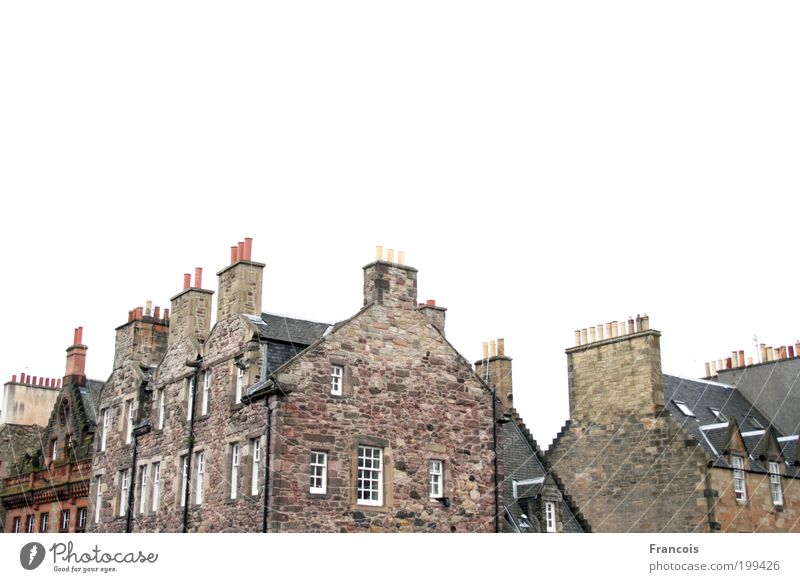 chimneys Town Deserted House (Residential Structure) Wall (barrier) Wall (building) Roof Chimney White Edinburgh Scotland Calm Colour photo Exterior shot