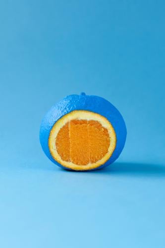 colour food Food Fruit Orange Nutrition Healthy Eating Art Work of art Paints and varnish Esthetic Exceptional Uniqueness Delicious Round Juicy Crazy Blue