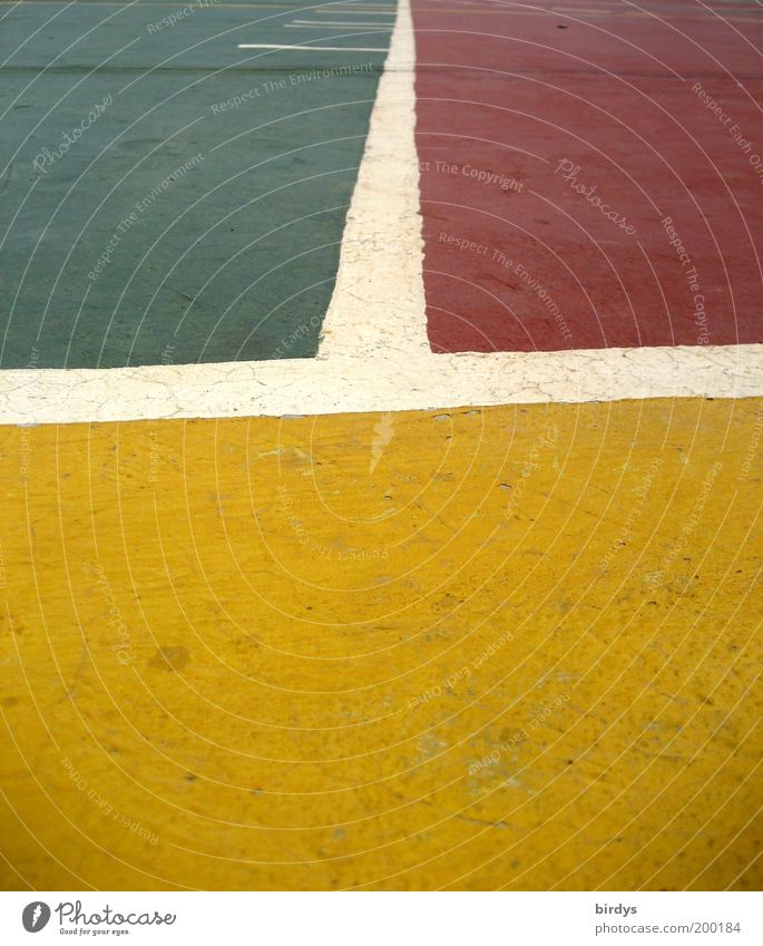 colored fields Sporting Complex Playground Concrete Yellow Green Red White Colour Symmetry Playing field Floor covering Dividing line Border Barrier Marker line
