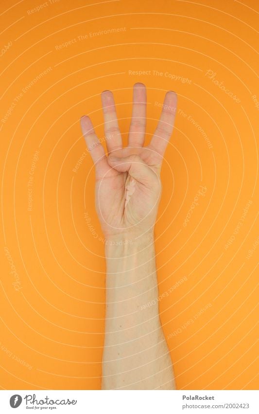 #AS# Quadro Art Work of art Shopping 4 Fingers Indicate Finger game Orange Hand Arm Thumb Graphic Carriage and four Digits and numbers Colour photo