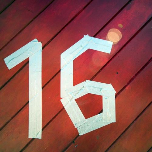 sweet Feasts & Celebrations Birthday Wood Digits and numbers Line Crazy Red Adhesive tape 16 House number Colour photo Exterior shot Close-up Pattern