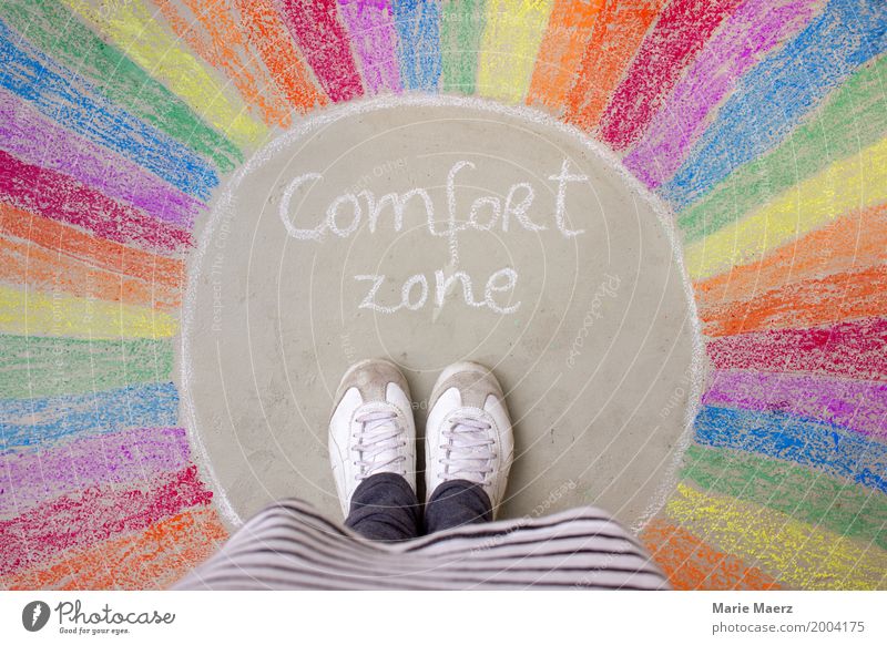 comfort zone Vacation & Travel Adult Education Career Success Woman Adults Feet 1 Human being Growth Wait Exceptional Curiosity Multicoloured Enthusiasm Brave