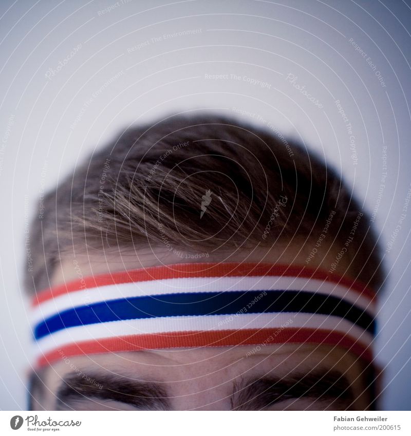 Farang shark Masculine Young man Youth (Young adults) Head Hair and hairstyles 1 Human being 18 - 30 years Adults Headband Brunette Blue Red White Forehead