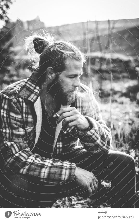 BW Masculine Young man Youth (Young adults) 1 Human being 18 - 30 years Adults 30 - 45 years Cool (slang) Hip & trendy Smoking Hipster Black & white photo