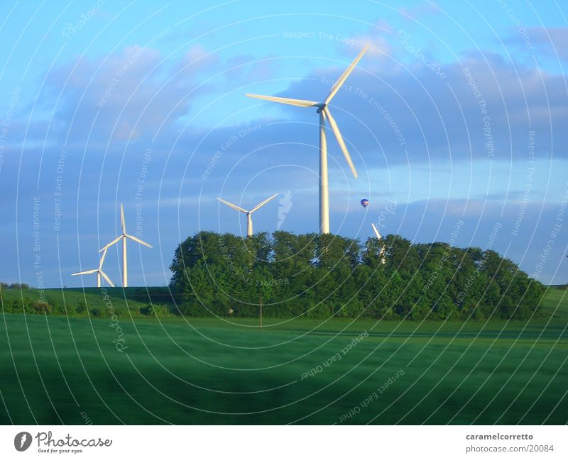 Wind Turbine 03 Meadow Green Rotate Wind energy plant Field Landscape Movement