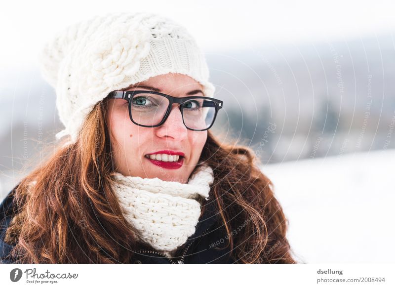 Portrait of a young woman in a winter landscape Style Trip Winter Snow Winter vacation Human being Feminine Young woman Youth (Young adults) Woman Adults 1