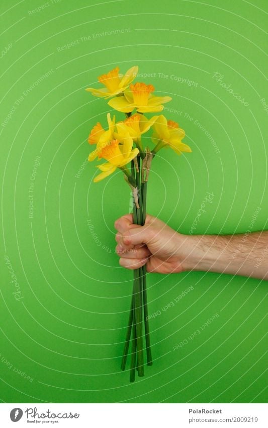#AS# Büdddeee! Art Esthetic Flower Bouquet Flower stalk Narcissus Easter Easter wish Easter Monday Easter gift Green Hand To hold on Gift Mother's Day