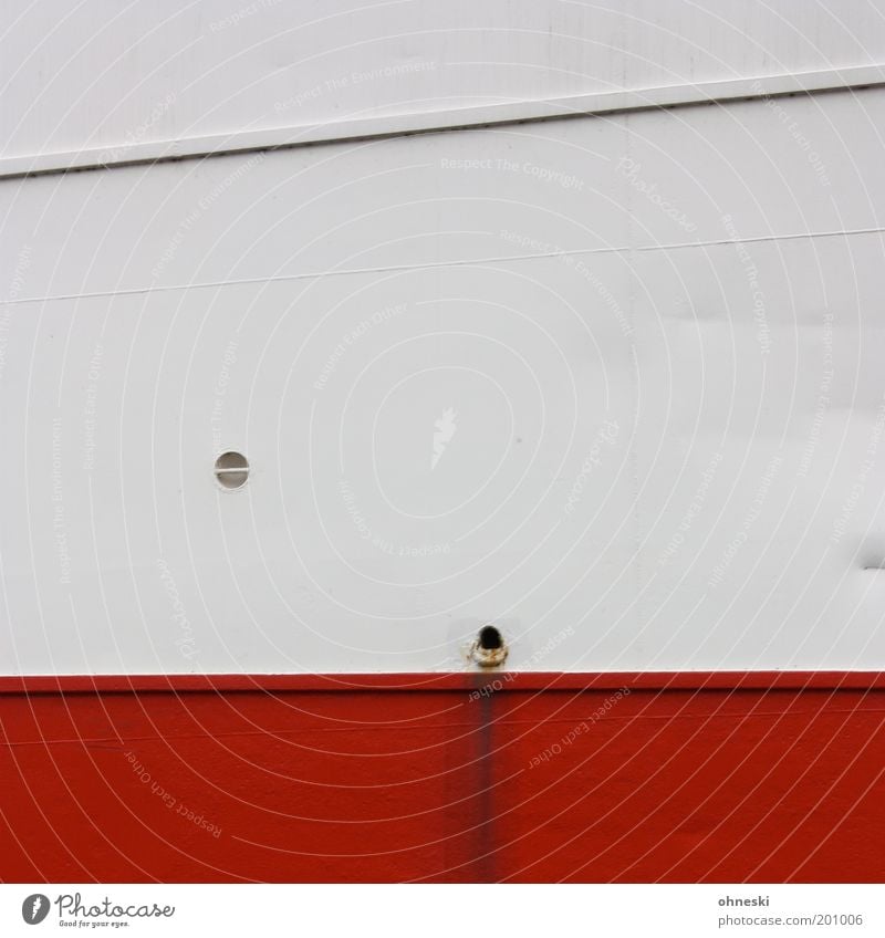 Ship ahoy Navigation Cruise Passenger ship Cruise liner Rivet Metal Red White Line Drainage Water Dirty Colour photo Exterior shot Abstract Pattern
