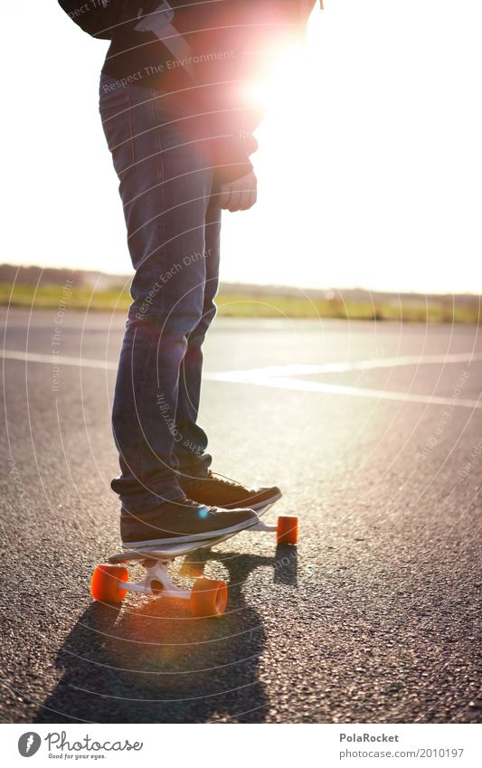 #AS# Old Chill Mal Art Esthetic Relaxation Longboard Skateboard Roll Driving Sunbeam Closing time Asphalt Runway Youth (Young adults) Youth culture Modern