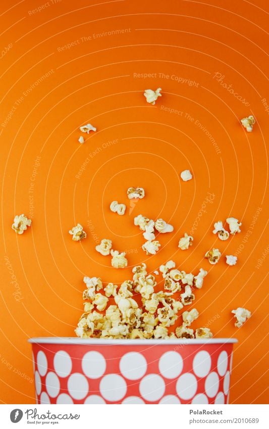 #A# Popcorn Cinema Art Work of art Esthetic Motion picture Orange Delicious Unhealthy Nutrition Spotted Fast food Snack Snackbar Many Colour photo Multicoloured