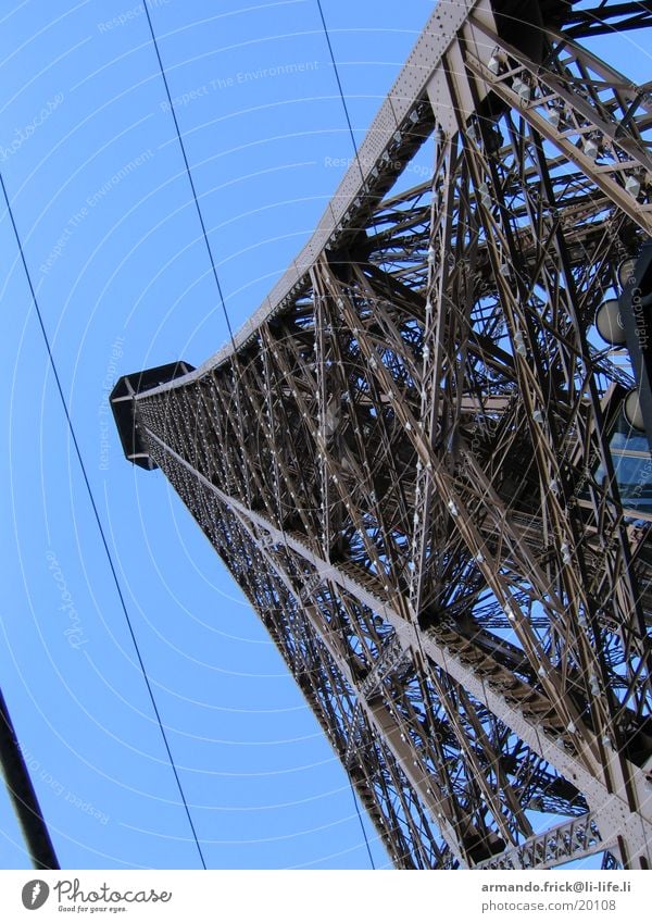 Eiffel Tower Vantage point Paris Europe Blue sky Metal Architecture
