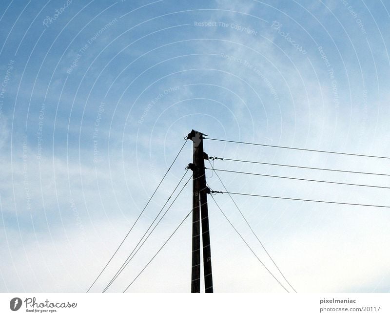 power pole Electricity Electrical equipment Technology Electricity pylon Sky Transmission lines Cable
