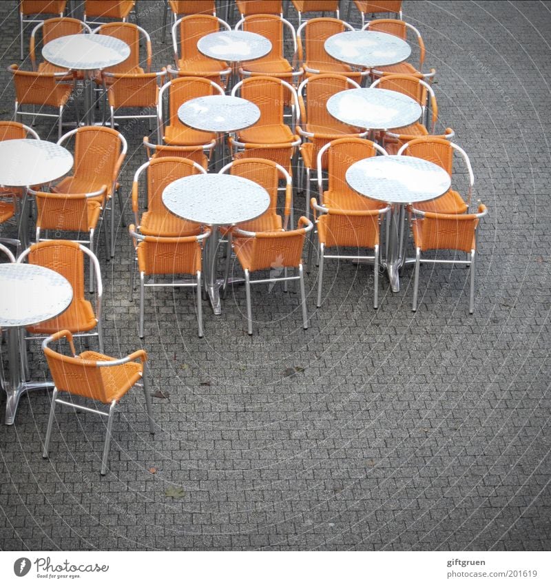 table order Vacation & Travel Tourism Trip City trip Restaurant Café Sidewalk café Services Gastronomy Table Chair Orange Round Classification Arrangement Empty