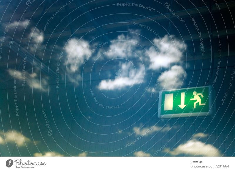 Next Exit: Summer Trip Freedom Sky Clouds Beautiful weather Signs and labeling Arrow Infinity Wanderlust Whimsical Descend Colour photo Abstract Copy Space left