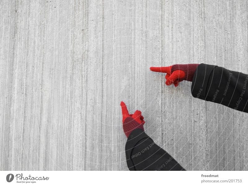 copyspace Hand Wall (barrier) Wall (building) Facade Gloves Communicate Simple Cold Gray Red Advertising Presentation Indicate Clue Concrete Concrete wall