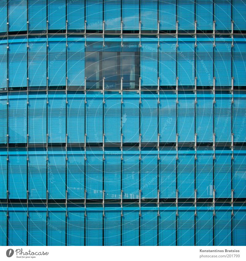 blue in Q House (Residential Structure) Manmade structures Building Facade Glas facade Window Blue Colour Modern Line Square Frontal Office building