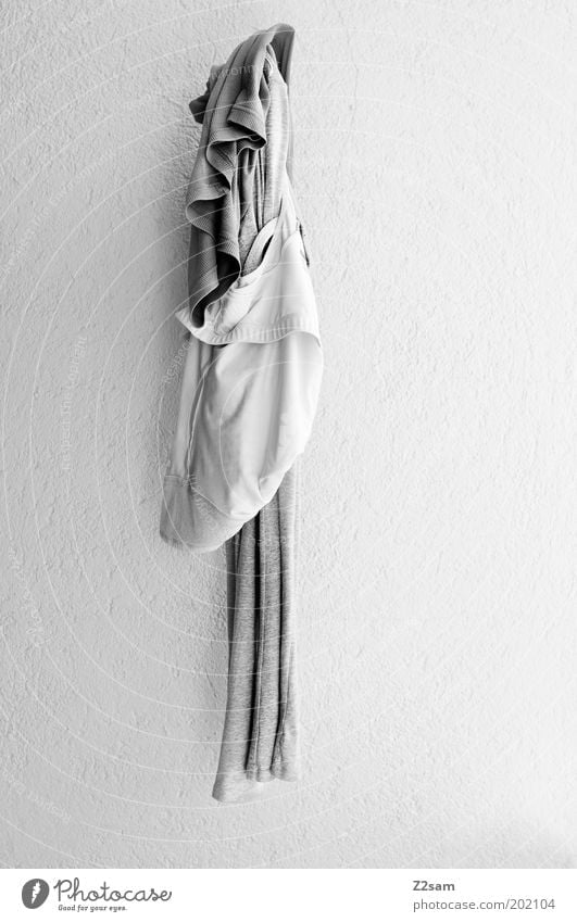 for the sake of simplicity Clothing T-shirt Hang Bright Gloomy White Simple Laundry Wall (building) Still Life Structures and shapes Black & white photo