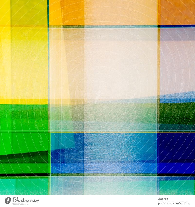 paintbox Lifestyle Style Design Blue Multicoloured Yellow Green Chaos Colour Whimsical Orange Background picture Division Checkered Line Double exposure