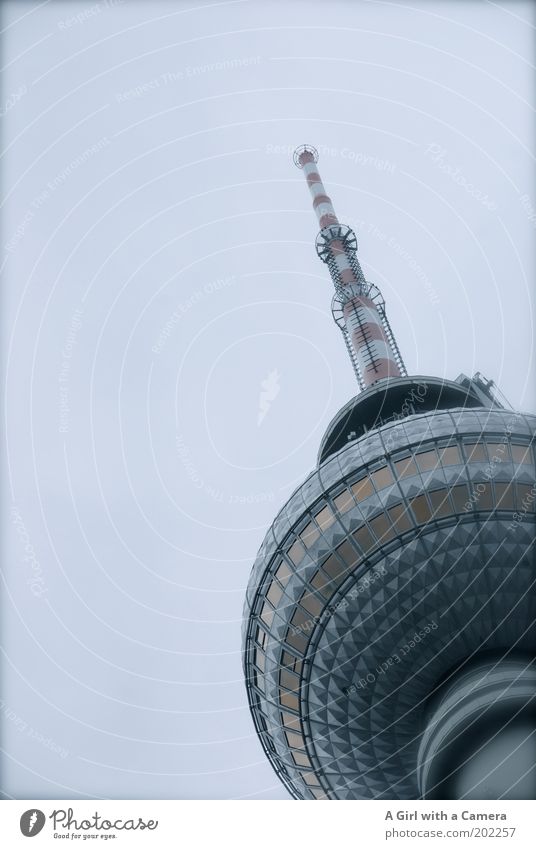 A high for Berlin Transmitting station Radio waves Antenna telespargel Sky Clouds Bad weather Capital city Tower Manmade structures Architecture