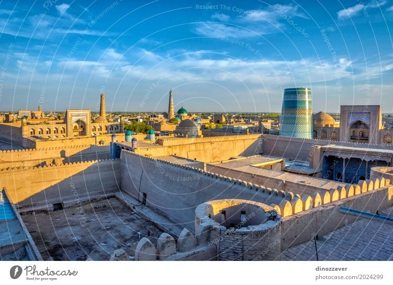 Khiva old town, Uzbekistan Style Design Decoration Sand Town Downtown Old town Skyline Architecture Ornament Large Blue Colour Religion and faith Tradition