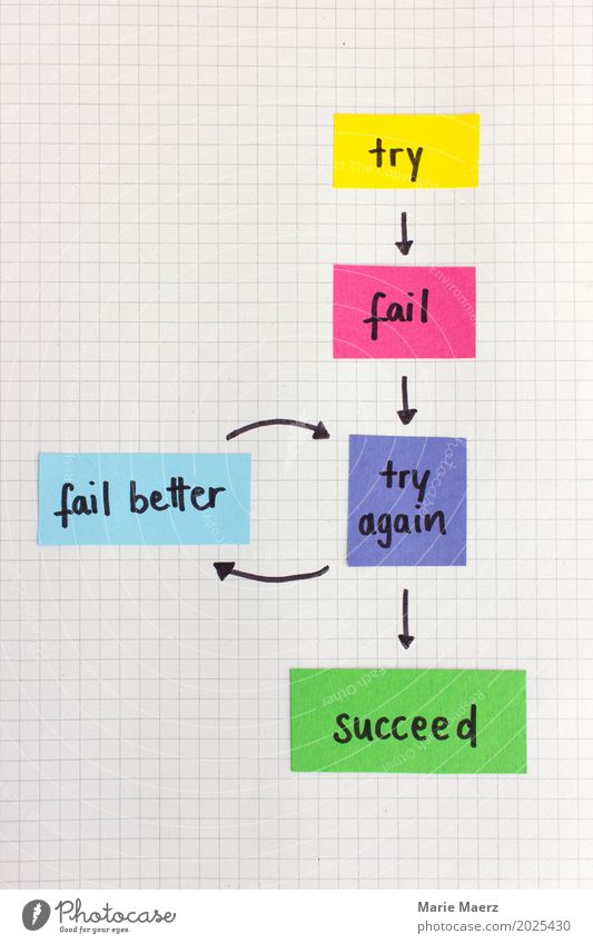 Try again - fail better Study Economy Career Success Science & Research Advancement Future Work and employment Positive Multicoloured Determination Passion