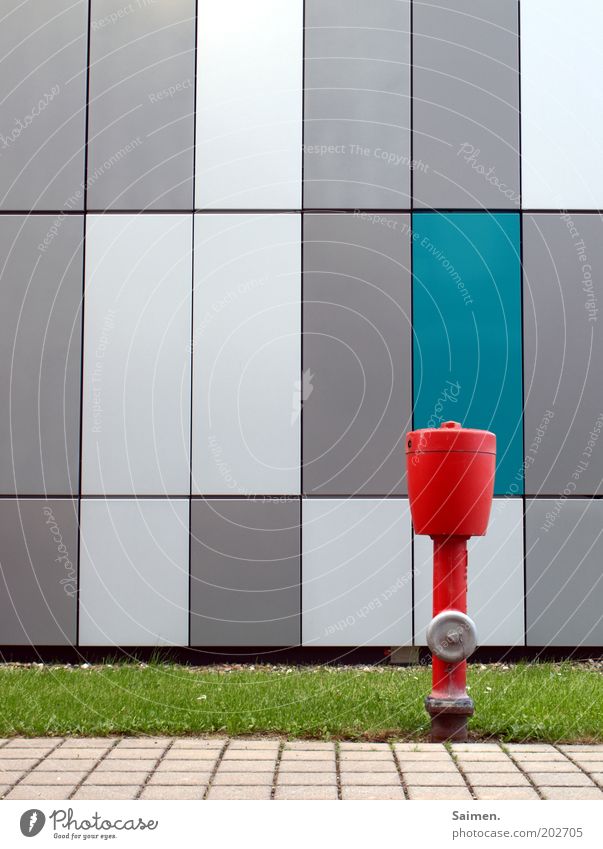 waterboy Wall (barrier) Wall (building) Facade Multicoloured Fire hydrant Pattern Meadow House (Residential Structure) Lanes & trails Red Warning colour