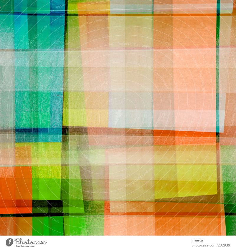intermezzo Design Multicoloured Yellow Green Chaos Colour Whimsical Orange Checkered Double exposure Colour photo Abstract Pattern Structures and shapes