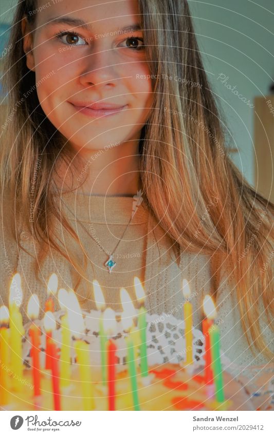 Happy Birthday Cake Candle Youth (Young adults) Gateau Nutrition Party Feasts & Celebrations Feminine Woman Adults Family & Relations Friendship 1 Human being