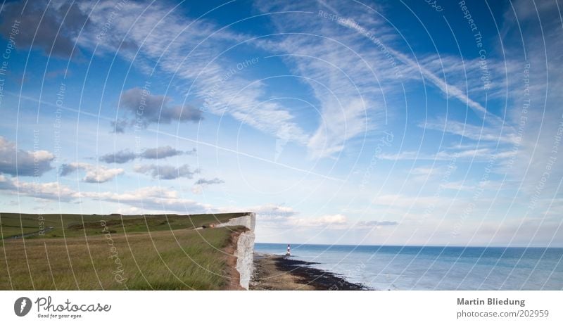 Beachy Head Vacation & Travel Ocean Landscape Elements Sky Clouds Beautiful weather Wind Rock Coast North Sea Lighthouse Free Gigantic Infinity Original Moody