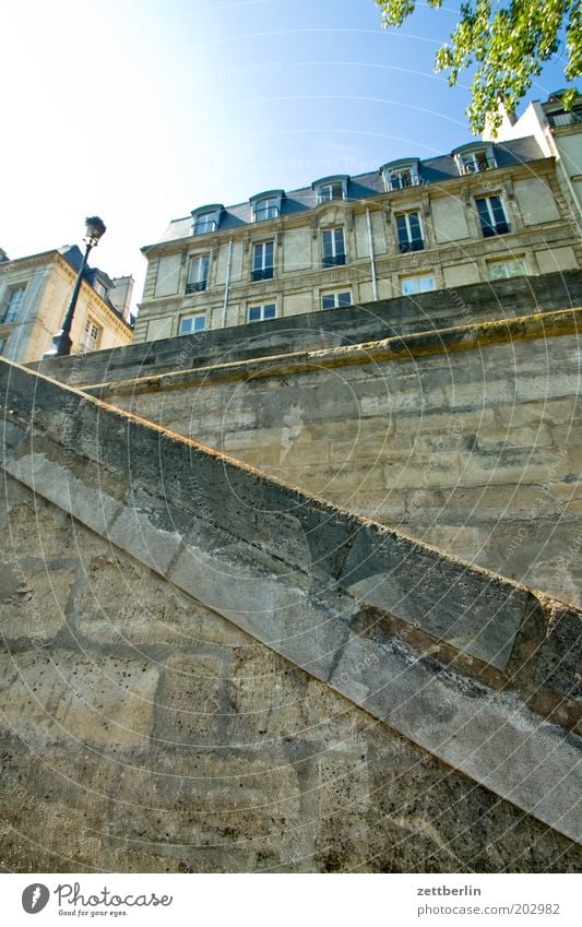 Greater Leipzig Paris France Seine Jetty Mole Granite Sandstone Stone Wall (barrier) Stairs House (Residential Structure) Facade Front side Glazed facade