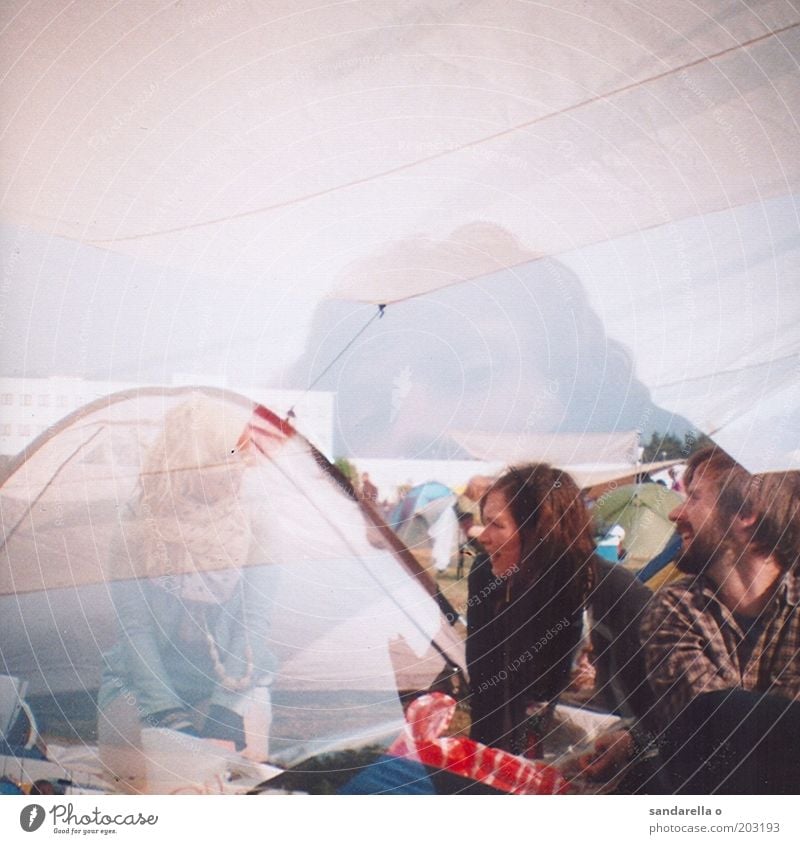 tippy Human being 4 Joy Camping Double exposure Festival To talk Graphic Summer Feasts & Celebrations Friendship Subdued colour Exterior shot Lomography Blur