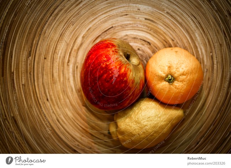 Just fruits Food Fruit Apple Orange Vegetarian diet Lemon Plate Style Living or residing Decoration Kitchen Wood Esthetic Brown Multicoloured Yellow Red