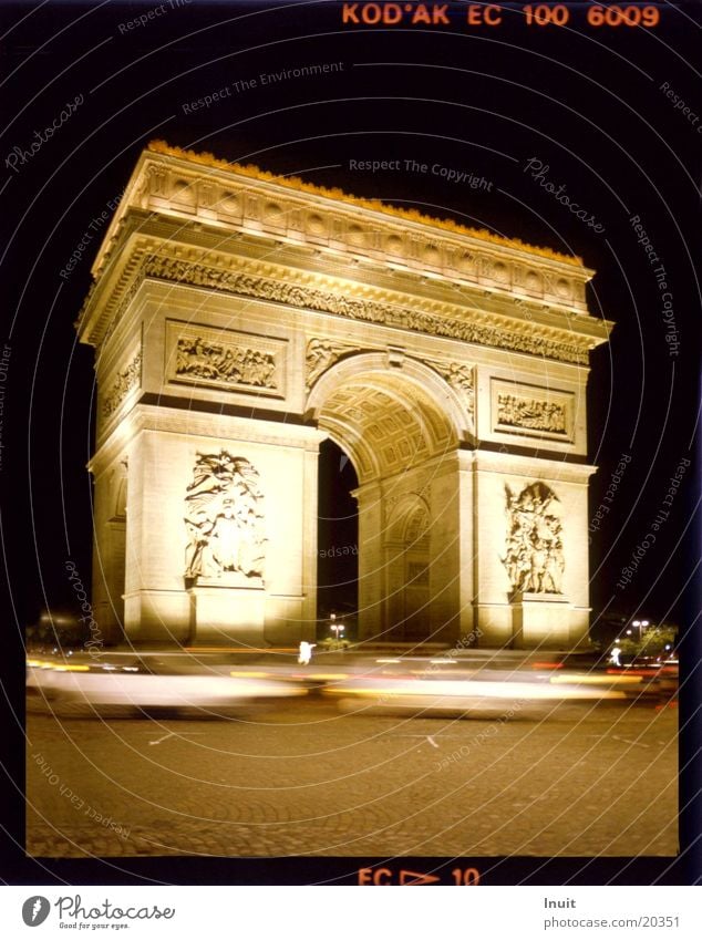 Arc de Triomphe Paris Night Transport France Architecture