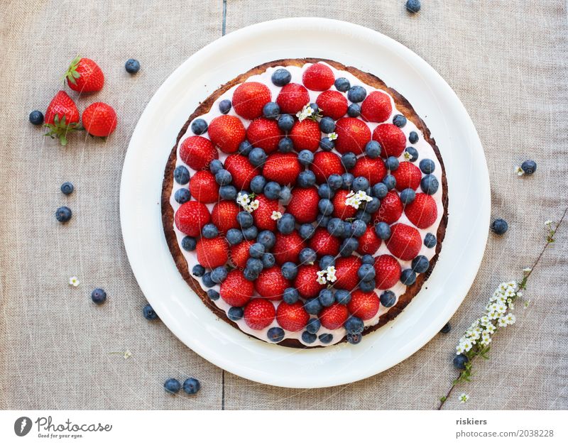 strawberry cake Food Fruit Cake Strawberry Blueberry Nutrition To have a coffee Fresh Healthy Delicious Joie de vivre (Vitality) Spelt Spring Colour photo