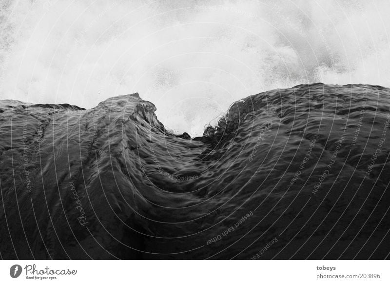mightily Water Climate change Waves Ocean Monsoon Might Surf Agitated Black & white photo Exterior shot Shadow Contrast Undulating Swell Undulation Wave action