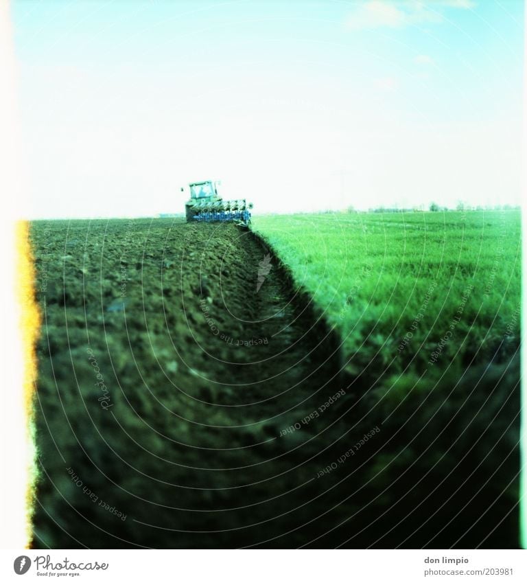 Farmer cultivates field Professional training Field Agriculture Arable land Working in the fields Boundary marking SME Landscape Earth Spring Autumn