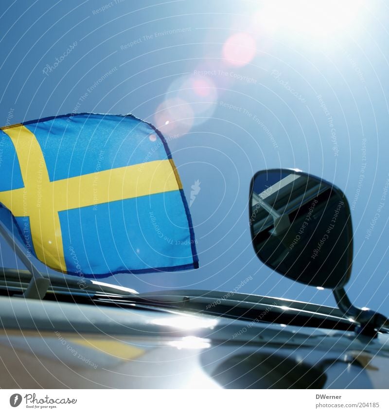 for all Swedish fans! Style Decoration Environment Sky Beautiful weather Wind Vintage car Glittering Blue Emotions Moody Flag Sweden Mirror car flag