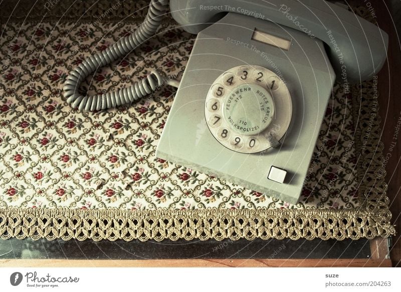 Phone Telecommunications Telephone Communicate Old Retro Contact Past Emergency call GDR Iconic Rotary dial Nostalgia Receiver Old fashioned Gray