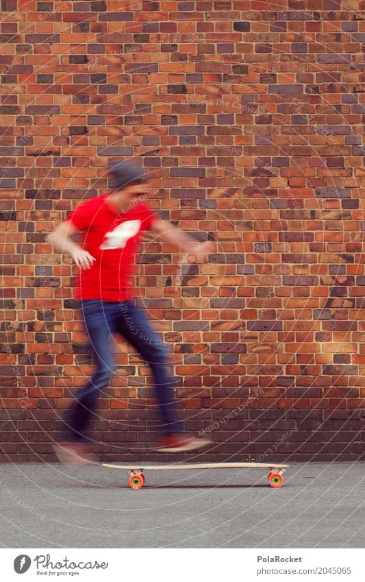 #AS# Hop On II Art Adventure Esthetic Exterior shot Joy Sports Athletic Brick wall Jump Erratic Ankle bone Dynamics Movement Man Young man Skateboarding