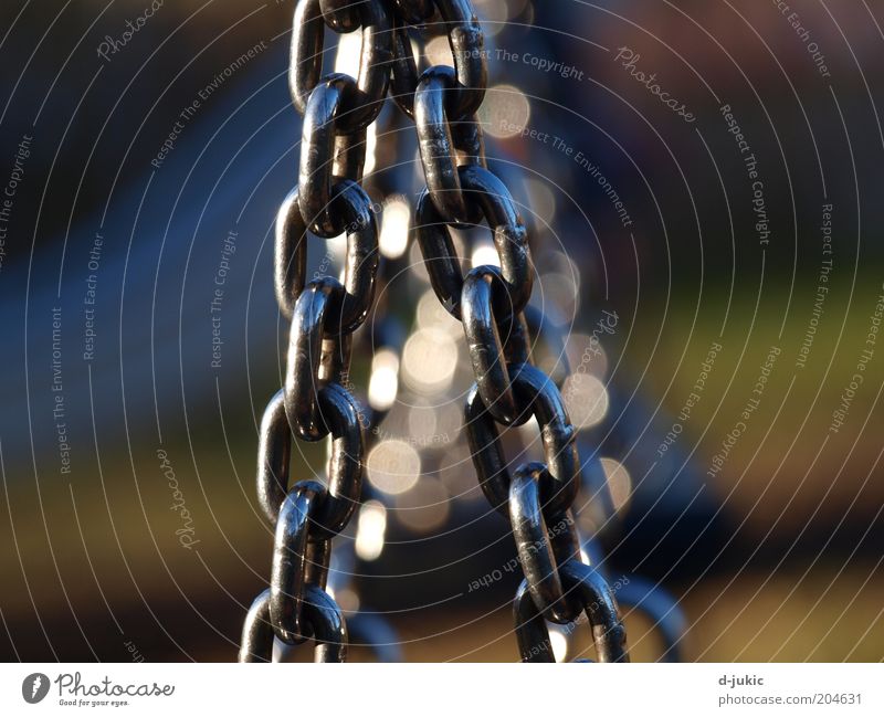swing chains Dependability Chain Colour photo Exterior shot Deserted Light (Natural Phenomenon) Deep depth of field Close-up Chain link Fastening Steel Strong