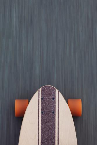 #AS# Longboard on the road 2 Lifestyle Leisure and hobbies Movement Sports Athletic Dynamics Asphalt Orange Skateboard Skateboarding Cool (slang) Detail
