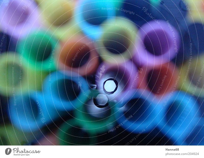Sharp view Straw Multicoloured Design Perspective Blur Colour photo Interior shot Day Deep depth of field Deserted Collection Vista Circle Round Pipe Plastic