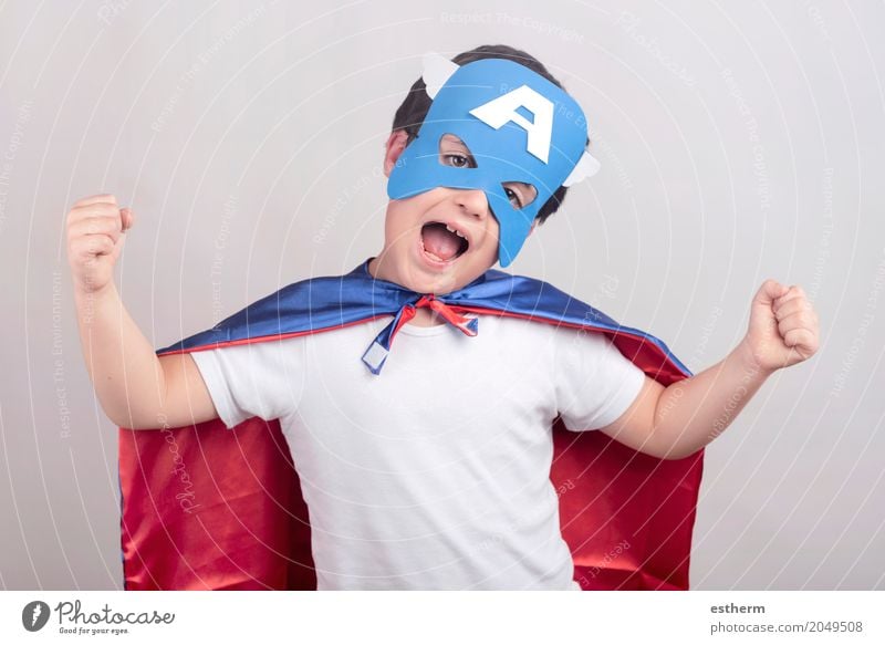 Child dressed as superhero Human being Toddler Boy (child) Infancy 1 3 - 8 years Suitcase Happy Good Strong Joy Happiness Euphoria Determination Adventure Power