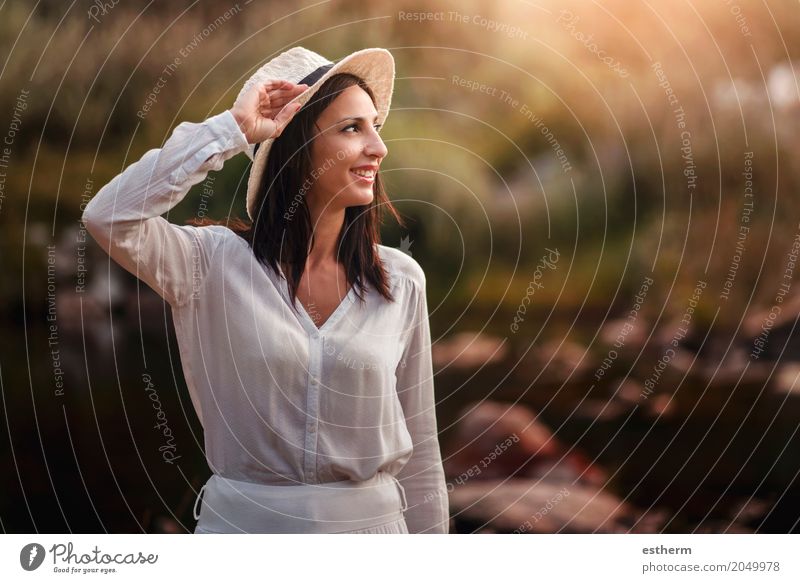 Portrait of pretty woman smiling in nature Lifestyle Beautiful Wellness Vacation & Travel Trip Adventure Freedom Human being Feminine Young woman