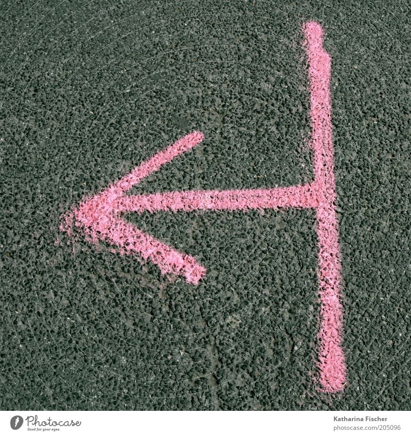 For pink times clearly this way ! Street Lanes & trails Stone Concrete Sign Graffiti Line Arrow Stripe Gray Pink Direction Road marking Asphalt Marker line