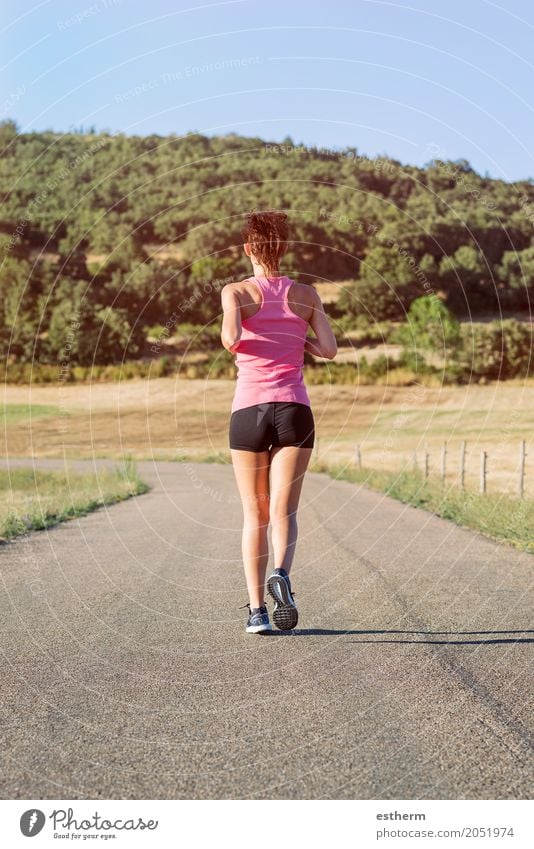 Girl running on the road Lifestyle Wellness Well-being Leisure and hobbies Sports Fitness Sports Training Track and Field Human being Feminine Young woman