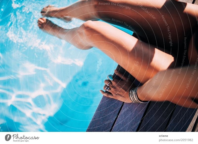 Close-up of woman relaxing at swimming pool Lifestyle Joy Happy Wellness Harmonious Well-being Relaxation Swimming pool Swimming & Bathing Leisure and hobbies